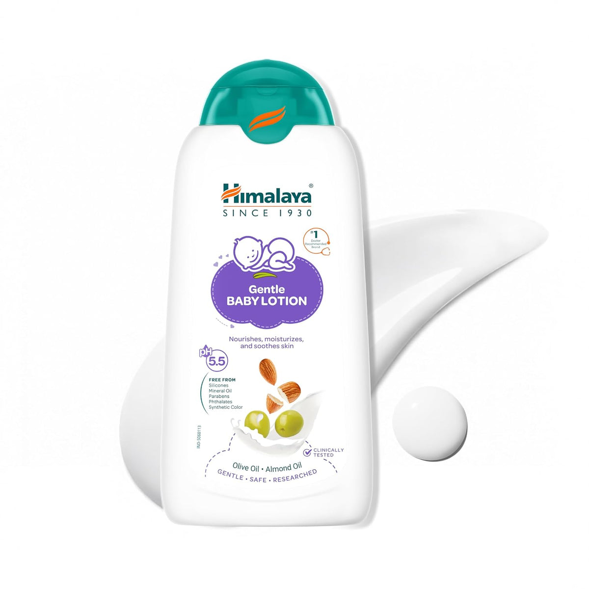 Himalaya Gentle Baby Lotion 200ml with Almond Oil, Olive Oil & Giloy | pH 5.5 | No. 1 Doctor Recommended Baby Lotion* | Hypoallergenic | Nourishing Baby Moisturizer for All Skin Types