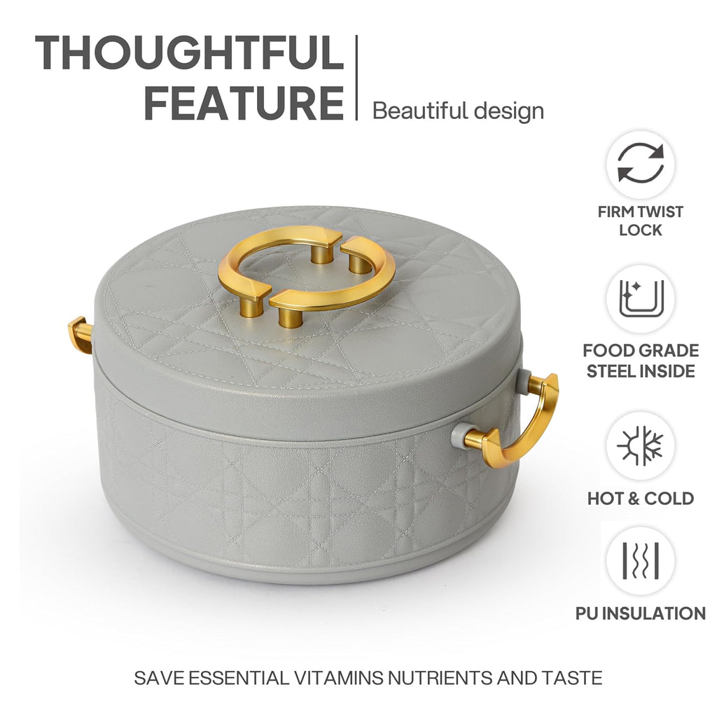 CELLO Ornetto 2000 Insulated Steel Casserole Hot Box for Kitchen 2000 ml Grey |