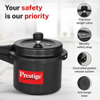 Prestige 3 Litre Hard Anodised Popular Svachh Outerlid Pressure Cooker|Deep Lid for spillage Control|Gas compatible|Gasket Release System|Metallic Safety Plug|5 years warranty|ISI Certified
