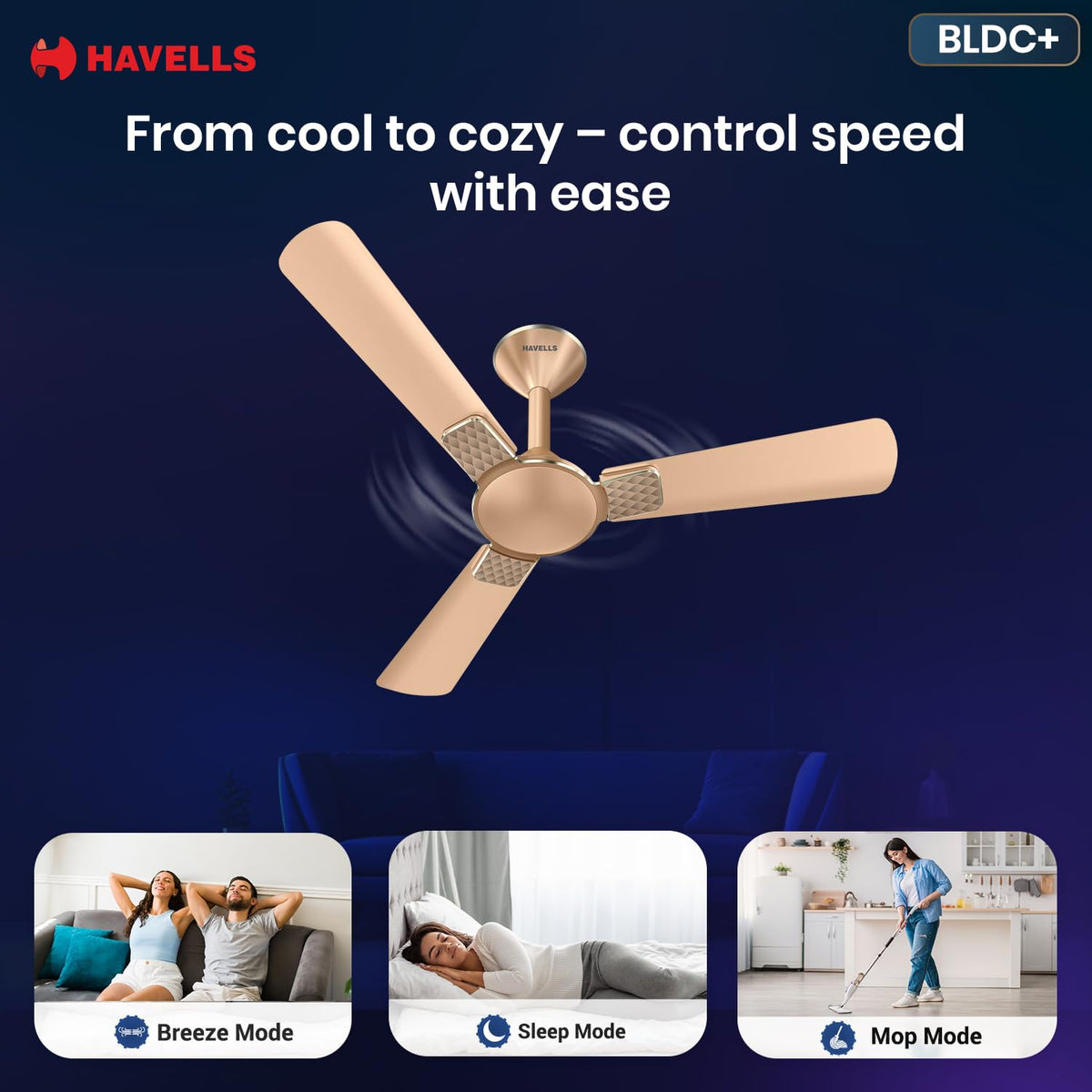 Havells 1200mm Enticer BLDC Prime Ceiling Fan| Compatible with Regulator & Remote| Upto 55% Energy Saving| 100% Copper Motor| 2...