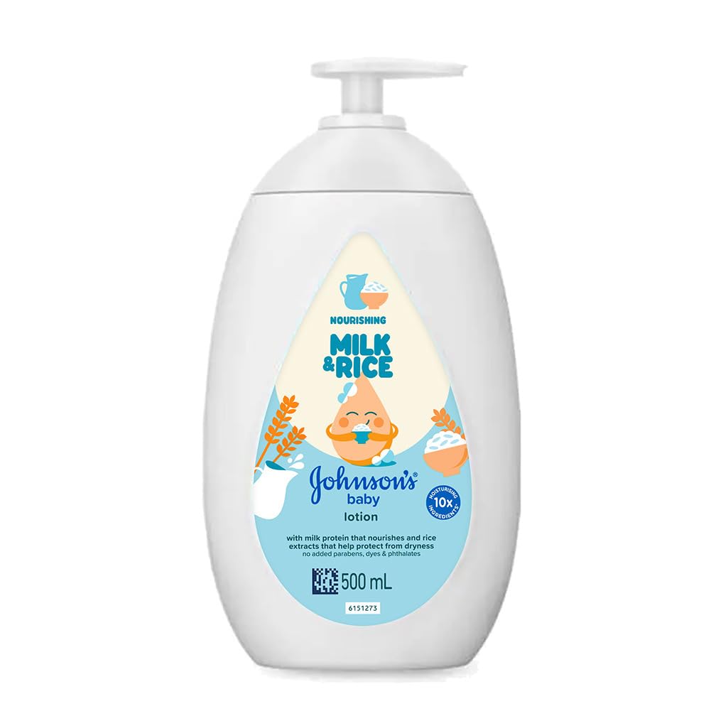Johnson's Baby Milk and Rice Baby Lotion 500 ml| All Skin Types Including Sensitive Skin | With Milk Protein