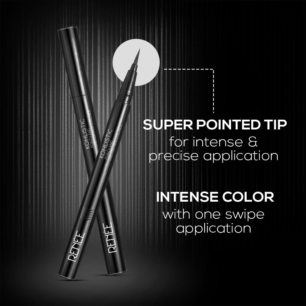 RENEE Pointy End Sketch Pen Smudge Proof Eyeliner - Matte Finish, Light Weight, Water Resistant, Long Stay Highly Pigmented with One Stroke Application...
