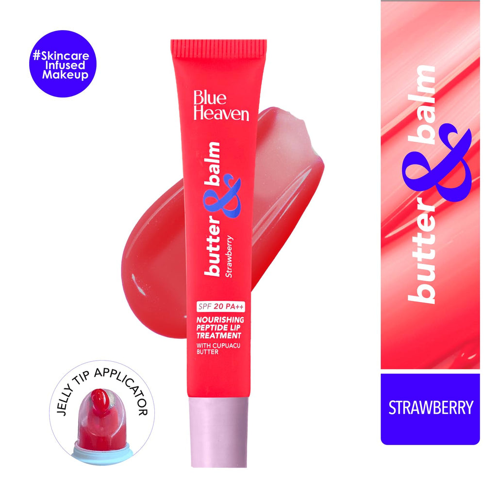 Blue Heaven Butter & Balm (15 Gm) Peptide based Tinted Lip Balm with SPF 20 PA++| Infused with Cupuacu Butter | Smoothing & Moisturizing | UVA/UVB...