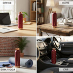 CELLO Evita Copper Water Bottle For Daily & Office Use 1000 ml, Red | Leakproof & Rustproof ISI Certified Single Wall 100% Pure Copper Promotes Immunity, Improve Digestion & Supports Healthy Living