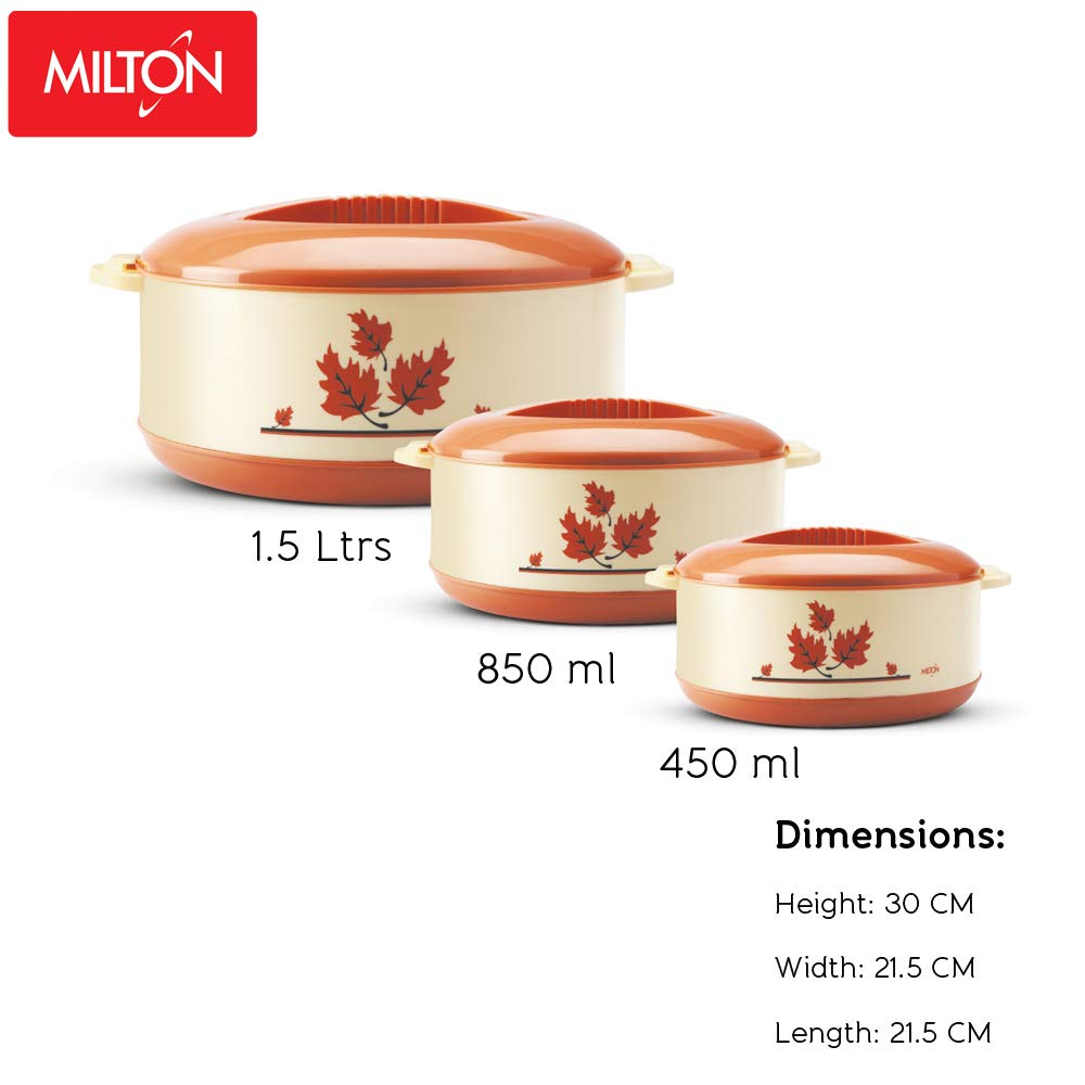 Milton Orchid Jr. Inner Steel Casserole (450 ml, 790 ml, 1260 ml) Gift Set of 3