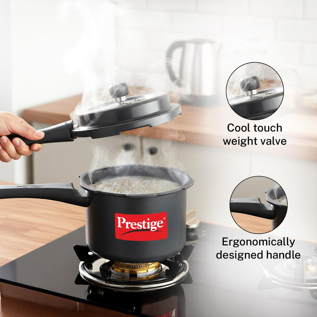Prestige 3 Litre Hard Anodised Popular Svachh Outerlid Pressure Cooker|Deep Lid for spillage Control|Gas compatible|Gasket Release System|Metallic Safety Plug|5 years warranty|ISI Certified