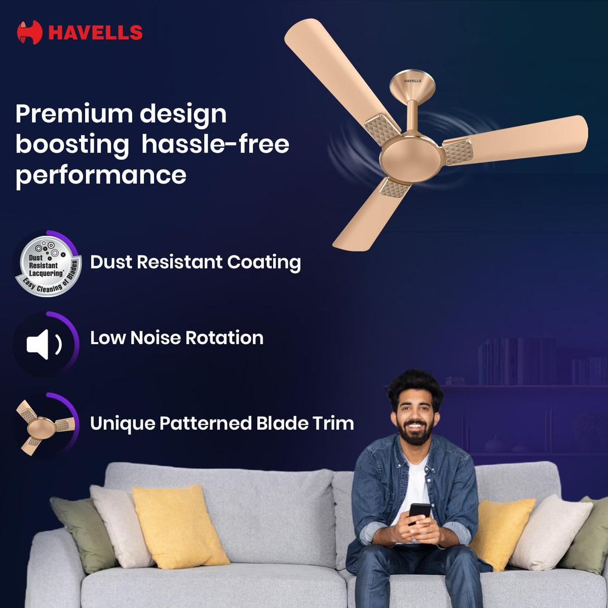 Havells 1200mm Enticer BLDC Prime Ceiling Fan| Compatible with Regulator & Remote| Upto 55% Energy Saving| 100% Copper Motor| 2...