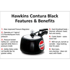 Hawkins 3 Litre Contura Black Pressure Cooker, Hard Anodised Inner Lid Cooker, Handi Cooker, (CB30)