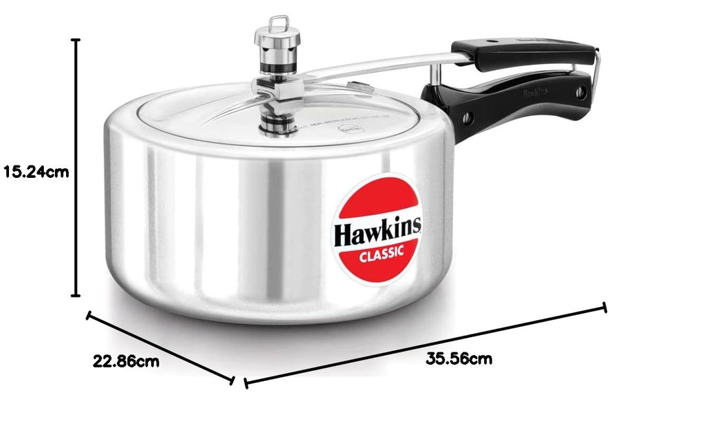 Hawkins Classic 3.5 Litre Pressure Cooker | Straight Body | Gas Compatible | Ideal for 4–5 persons | ISI Certified | 5 Year Guarantee | Silver (CL35)