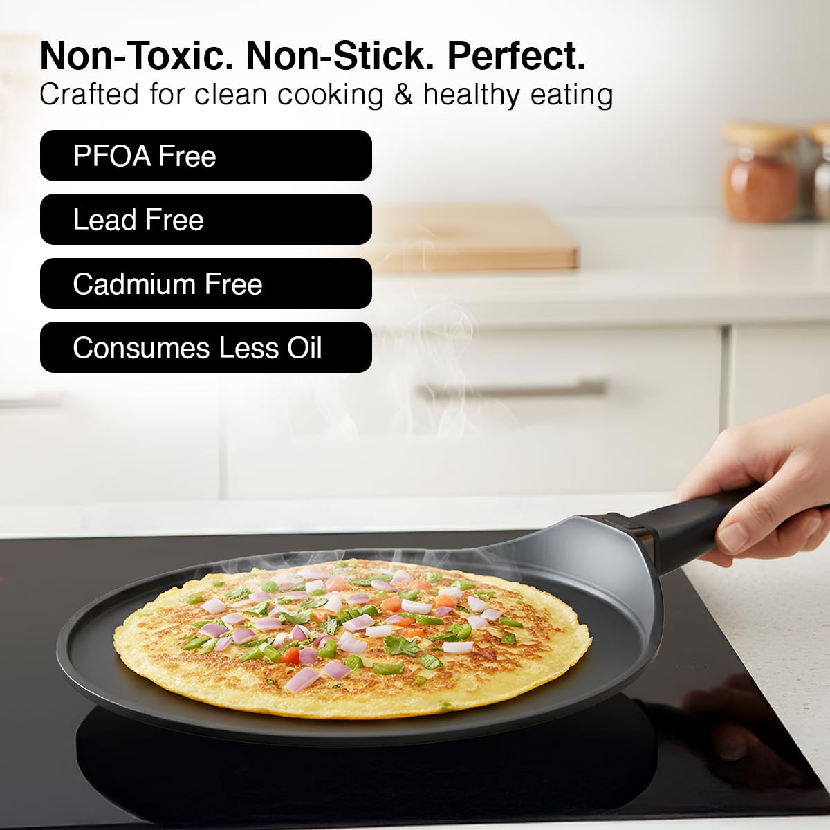 Prestige Omega Die-Cast Plus Aluminium Non-Stick Tawa 31 Cm, Black