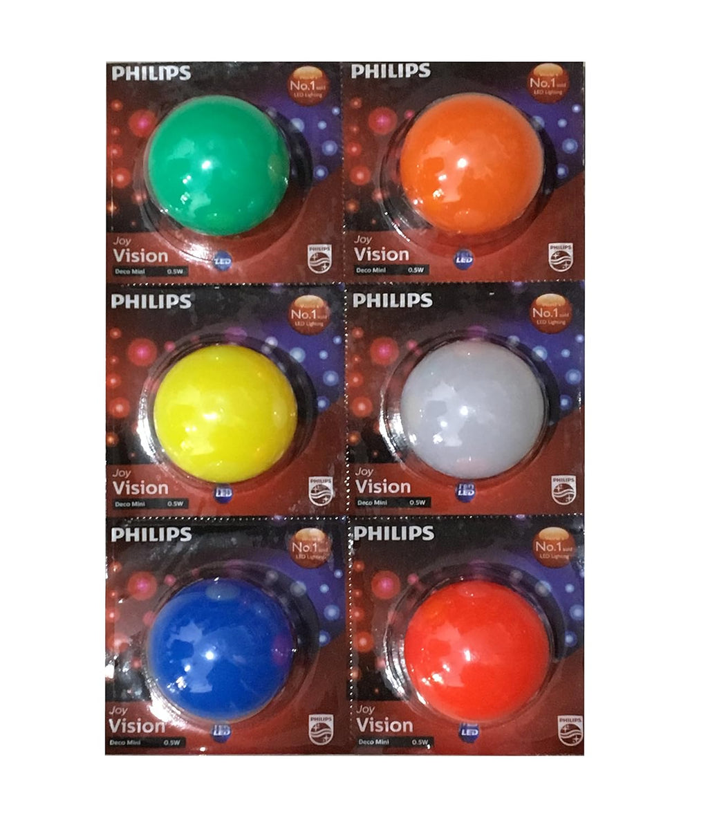 PHILIPS B22d LED Decomini, Multicolor, Pack of 6 (PHI-0.5 Decomini-6)