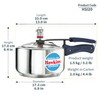 Hawkins 2 Litre Pressure Cooker | Stainless Steel | Hevibase | Straight Body | Induction Compatible | Ideal for 2–3 persons | Silver (HSI20)|Induction and...