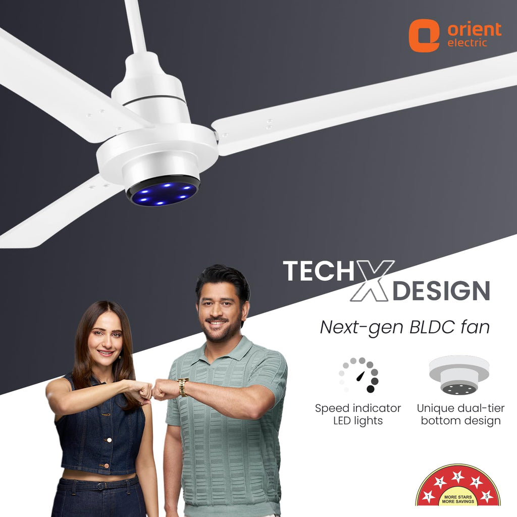 Orient Electric Uniquely Designed I Tome Pro 1200 mm BLDC Ceiling Fan with Remote | LED Indicator Lights, BEE 5 Star Rated Energy Efficient Fan | High Air Delivery, 3 Years Warranty by Orient - White