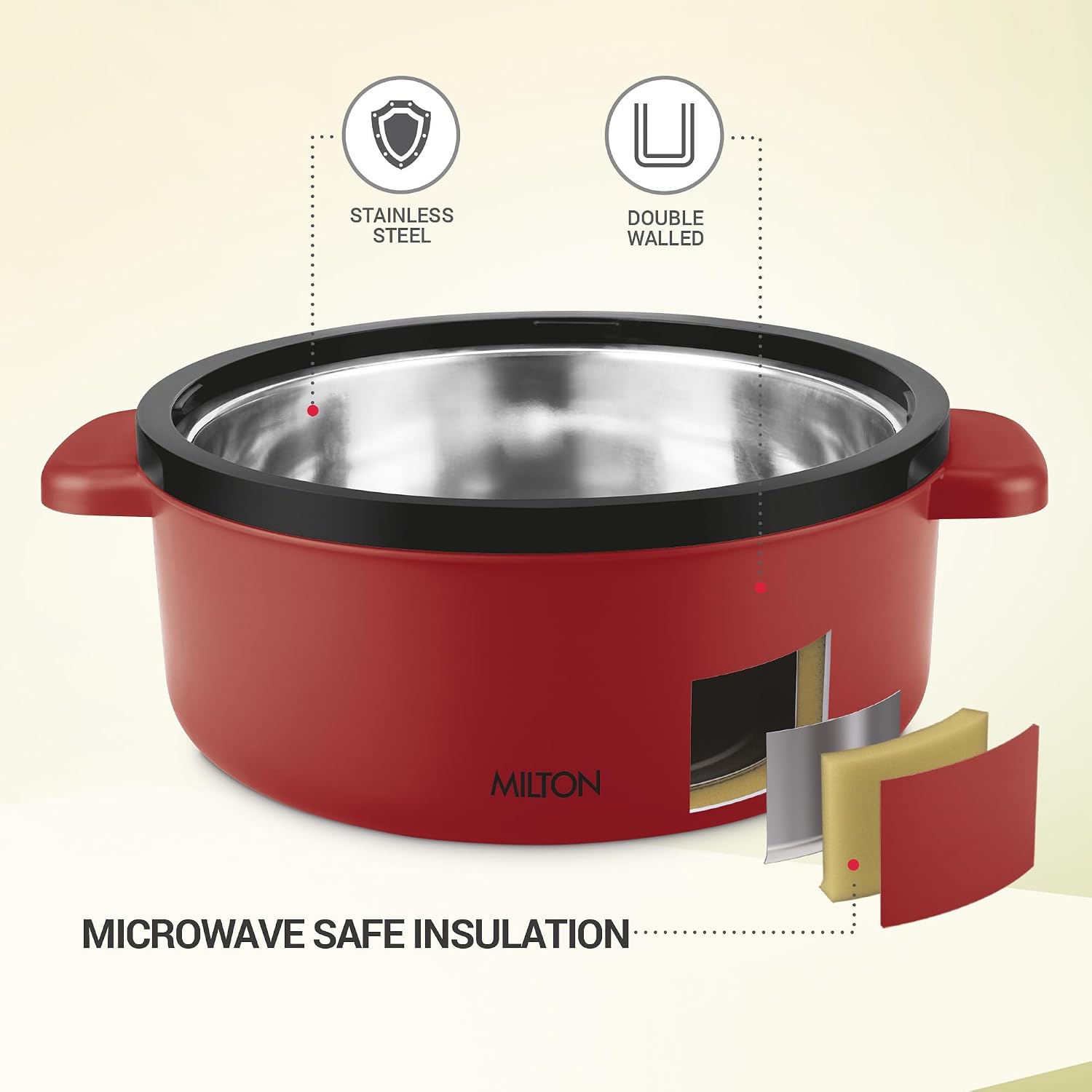 Milton Micronova Jr. Gift Set Inner Stainless Steel Casserole, Set of 3 (380 ml, 775 ml, 1345 ml)