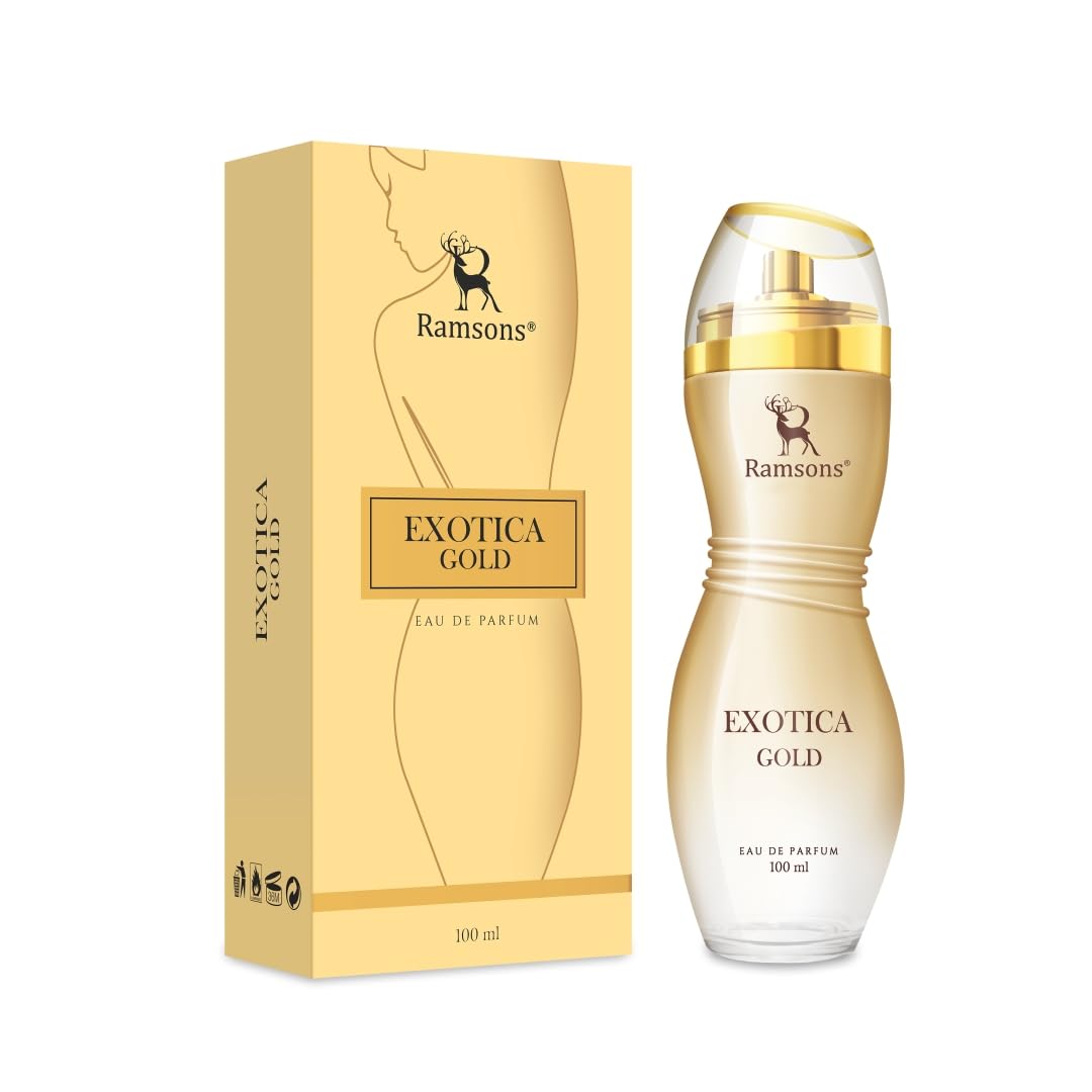 Ramsons - EXOTICA GOLD Eau De Parfum | 100 ML | Perfume For Women | TN - Cassis, Peach, Green Leaf, Lemon | MN - Jasmine, Rose, Lilly, Violet | BN - Musk