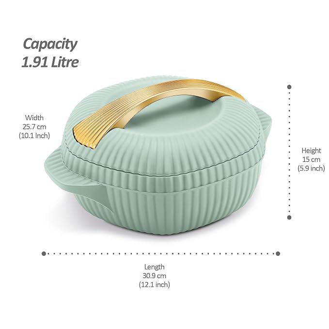 MILTON Oyster 2000 PU Insulated Inner Stainless Steel Casserole, 1910 ml, Light Green