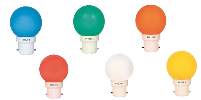 PHILIPS B22d LED Decomini, Multicolor, Pack of 6 (PHI-0.5 Decomini-6)