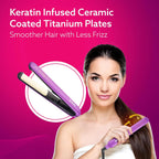 AGARO Hair Straightener, Keratin Infused Ceramic Coated Titanium Plates, Fast Heating, 4 Temperature Settings, Hair Straightening, Hair Styling For Women, Purple