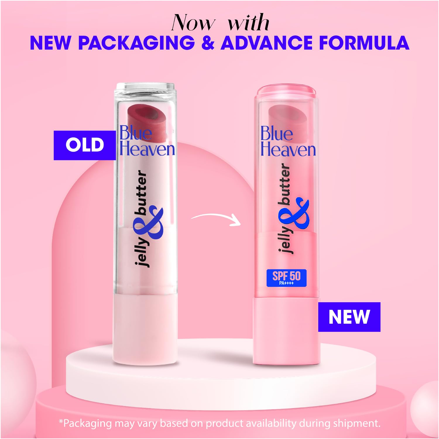 Blue Heaven Jelly & Butter SPF 50 Lip Balm infused with Jojoba Oil, Shea Butter + Vitamin E, smoothens Dry & Chapped Lips, Fades Pigmentation,...