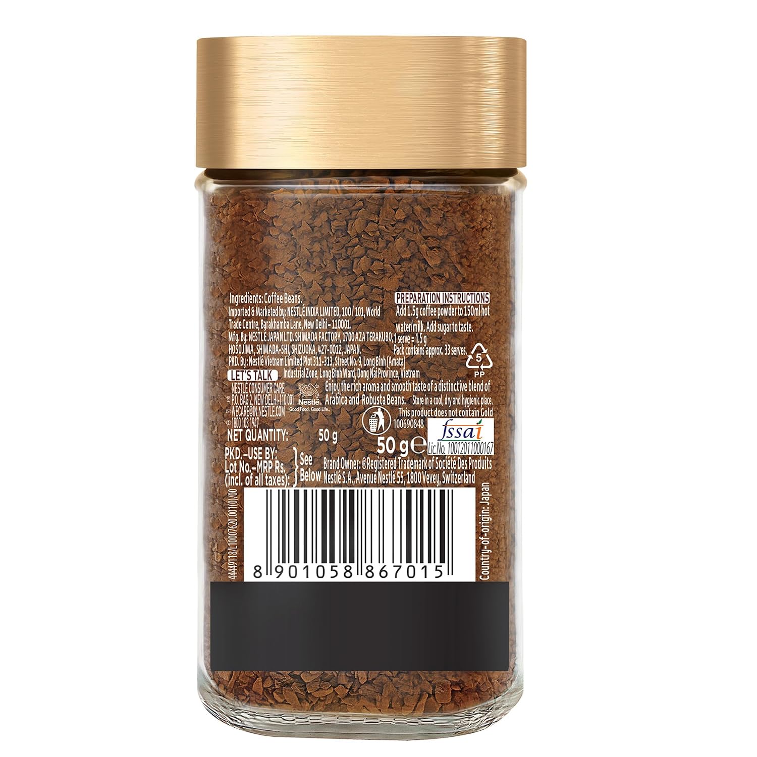 NESCAFE Gold Instant Coffee Powder 50g, Jar (Pack of 2)