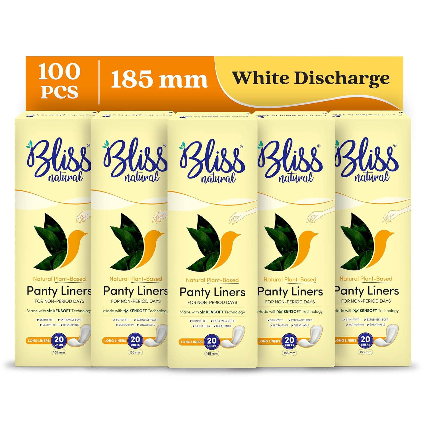 BLISSNATURAL Panty Liners for Women 185mm Daily Use (Pack of 100) |