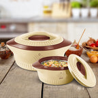 Milton Royal Jr. Insulated Inner Stainless Steel Casserole,Set of 3, (410 ml, 830 ml, 1.27 Litres),Brown |