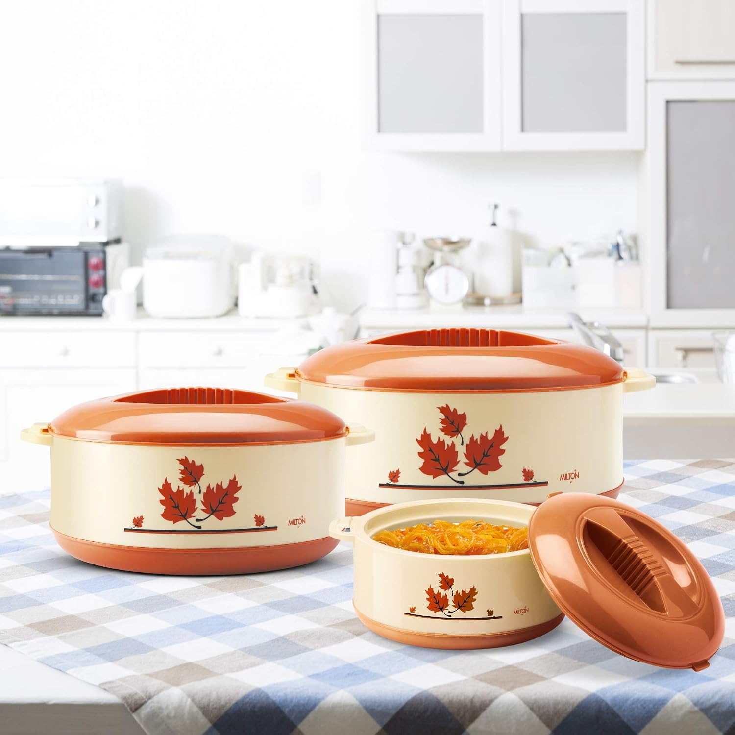 Milton Orchid Jr. Inner Steel Casserole (450 ml, 790 ml, 1260 ml) Gift Set of 3