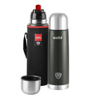 Cello Duro Tuff Steel Series Flip Flask with Jacket | Hot and Cold Stainless Steel Water Bottle | Durable DTP Coating |Vacuum Insulated Bottle for Travel, Home, Office, School | 1000 ml, Green