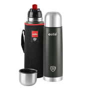 Cello Duro Tuff Steel Series Flip Flask with Jacket | Hot and Cold Stainless Steel Water Bottle | Durable DTP Coating |Vacuum Insulated Bottle for Travel, Home, Office, School | 1000 ml, Green
