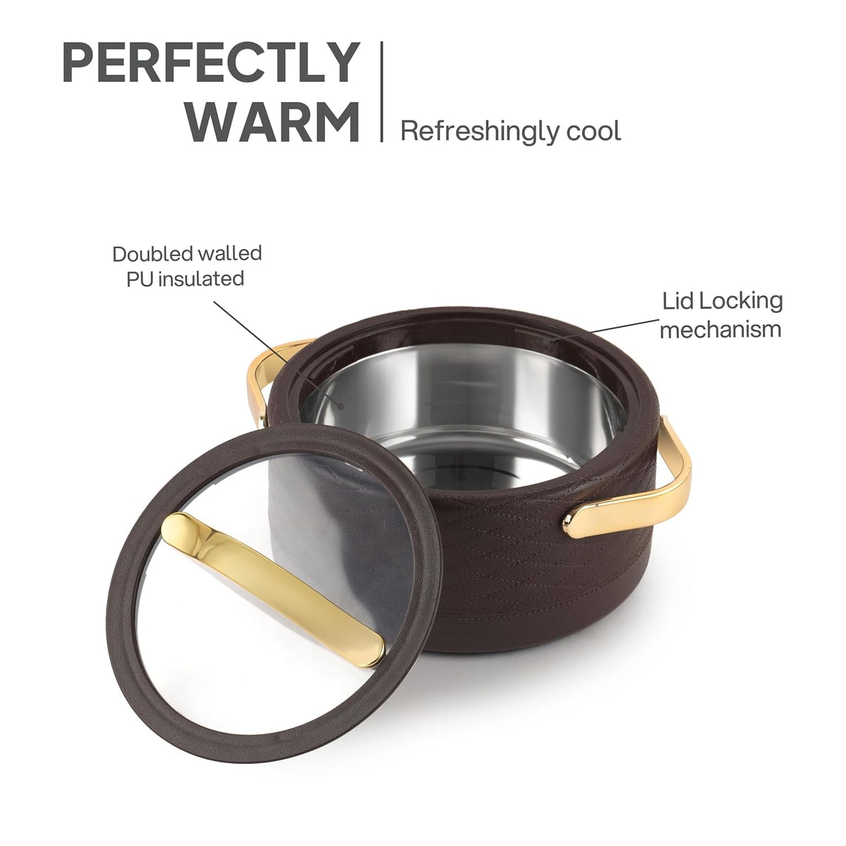 CELLO Velvetto Deluxe 2000 Insulated Casserole Hot Box for Kitchen 2000 ml, Brown |