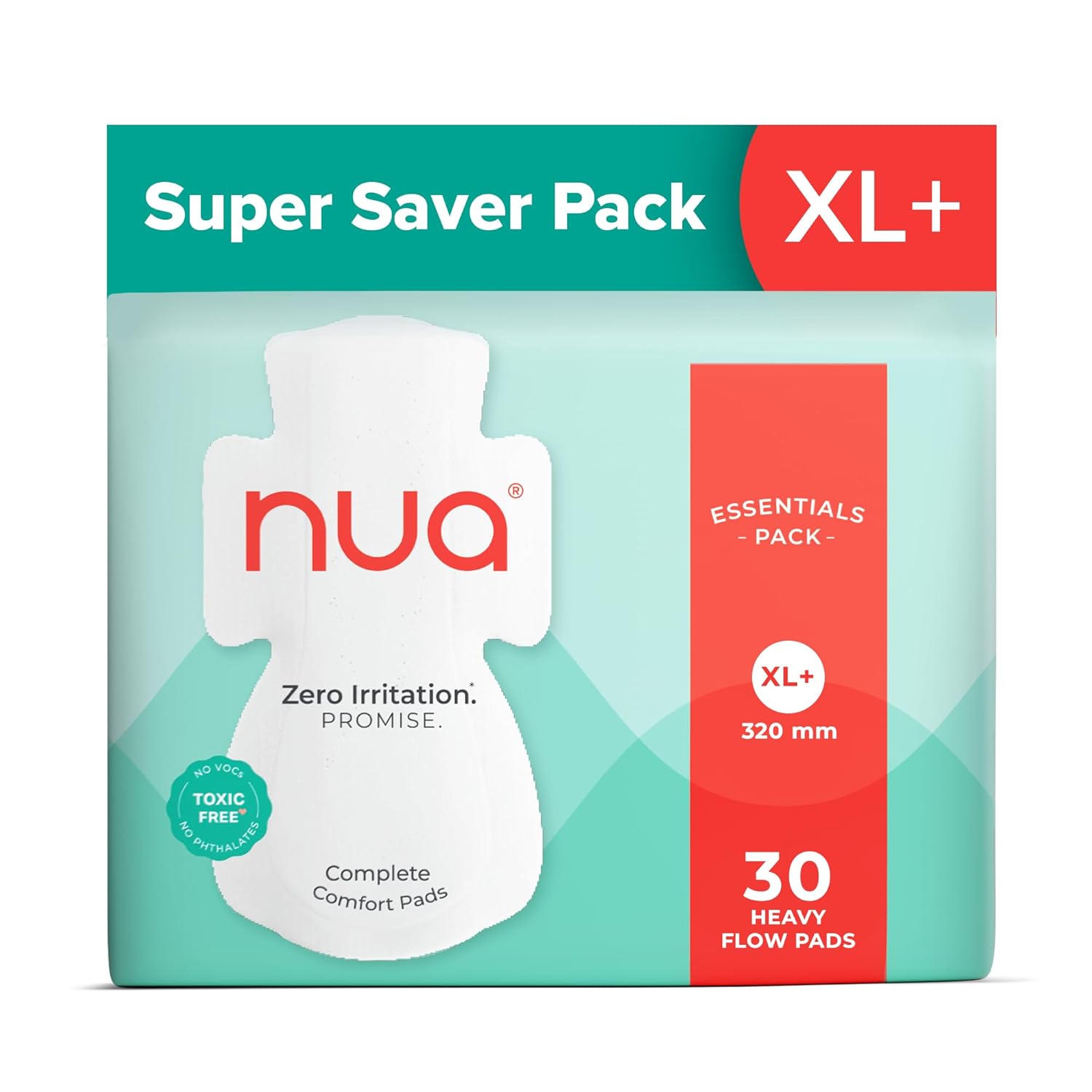 Nua Ultra Safe| 30 Heavy Flow -XL+ | SUPER SAVER PACK | Leakproof & Toxic Free Sanitary Pad (Pack of 30)