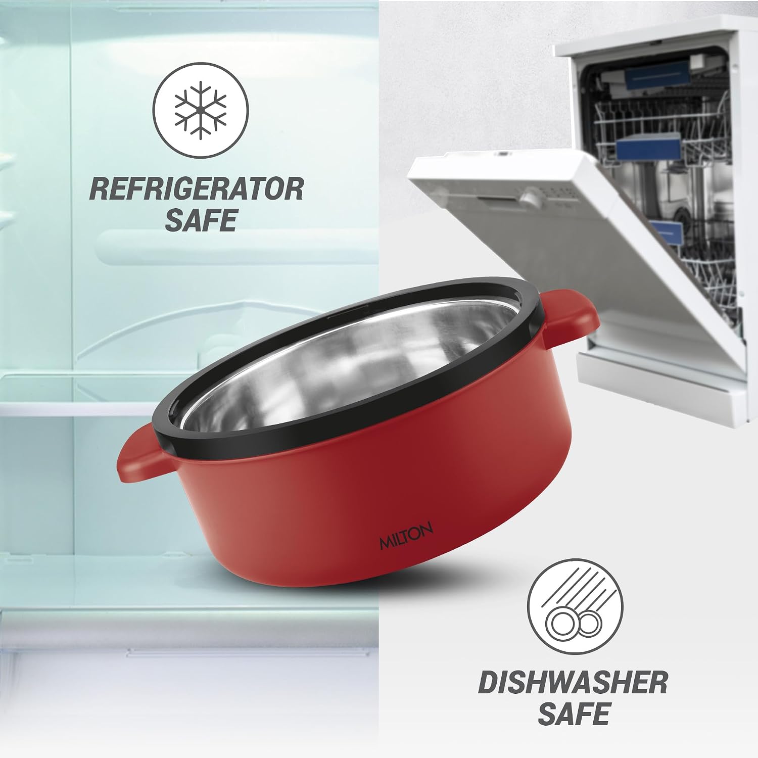 Milton Micronova Jr. Gift Set Inner Stainless Steel Casserole, Set of 3 (380 ml, 775 ml, 1345 ml)