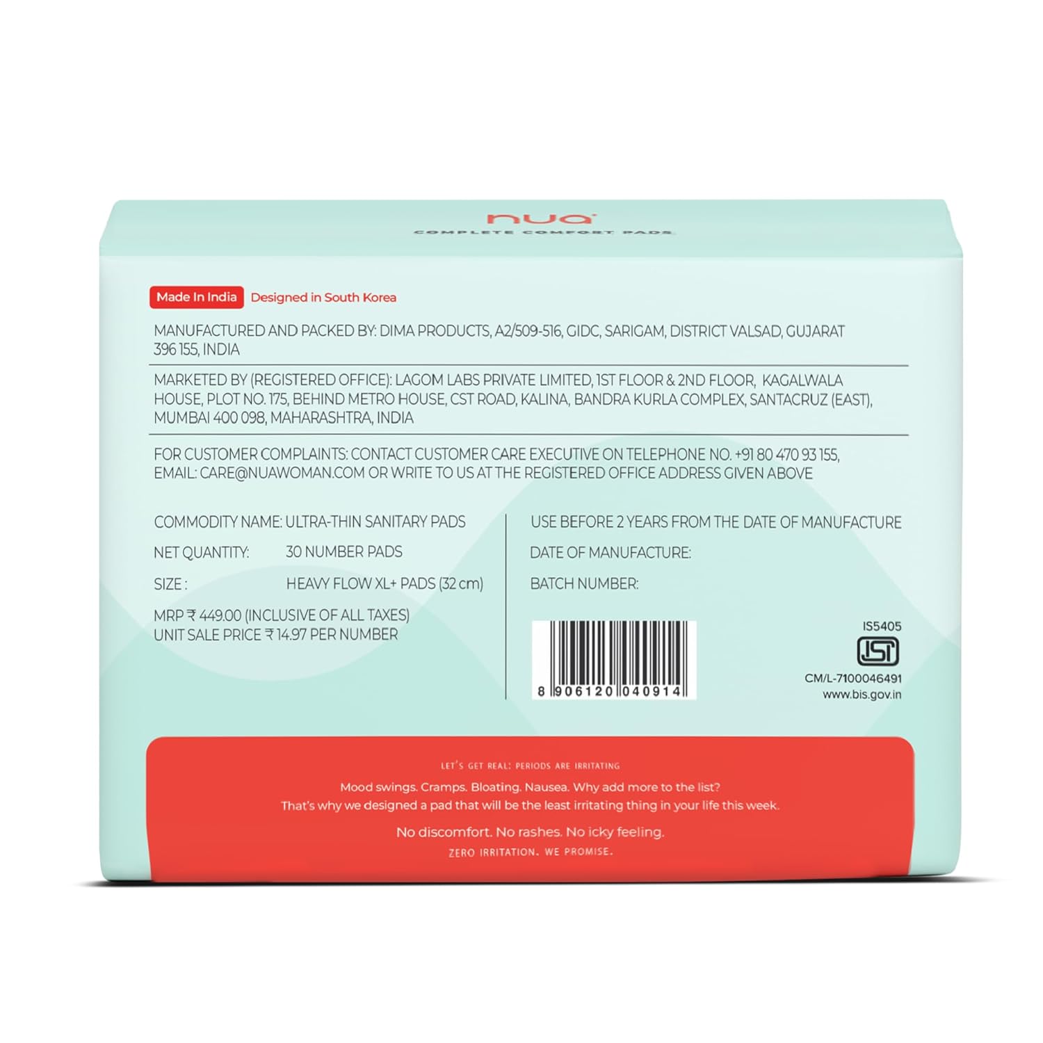 Nua Ultra Safe| 30 Heavy Flow -XL+ | SUPER SAVER PACK | Leakproof & Toxic Free Sanitary Pad (Pack of 30)