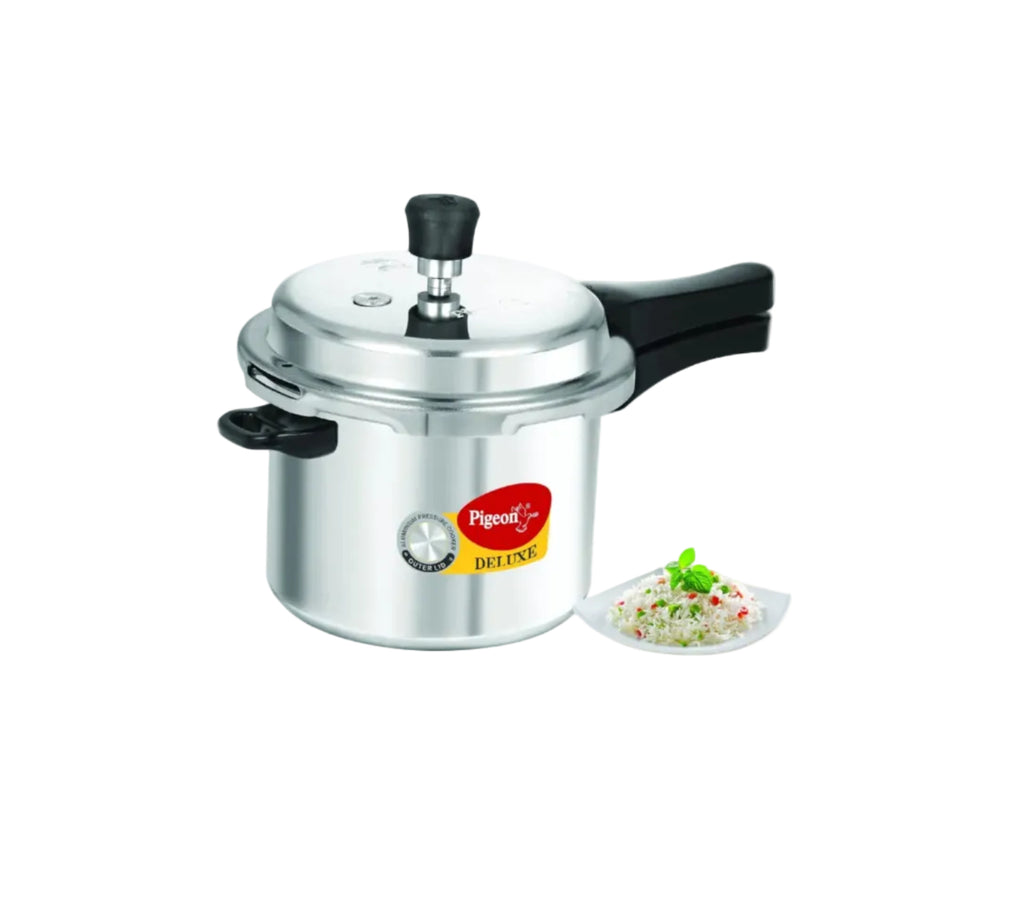 Pigeon by Stovekraft Deluxe Aluminium Pressure Cooker, 3 Litres, Silver