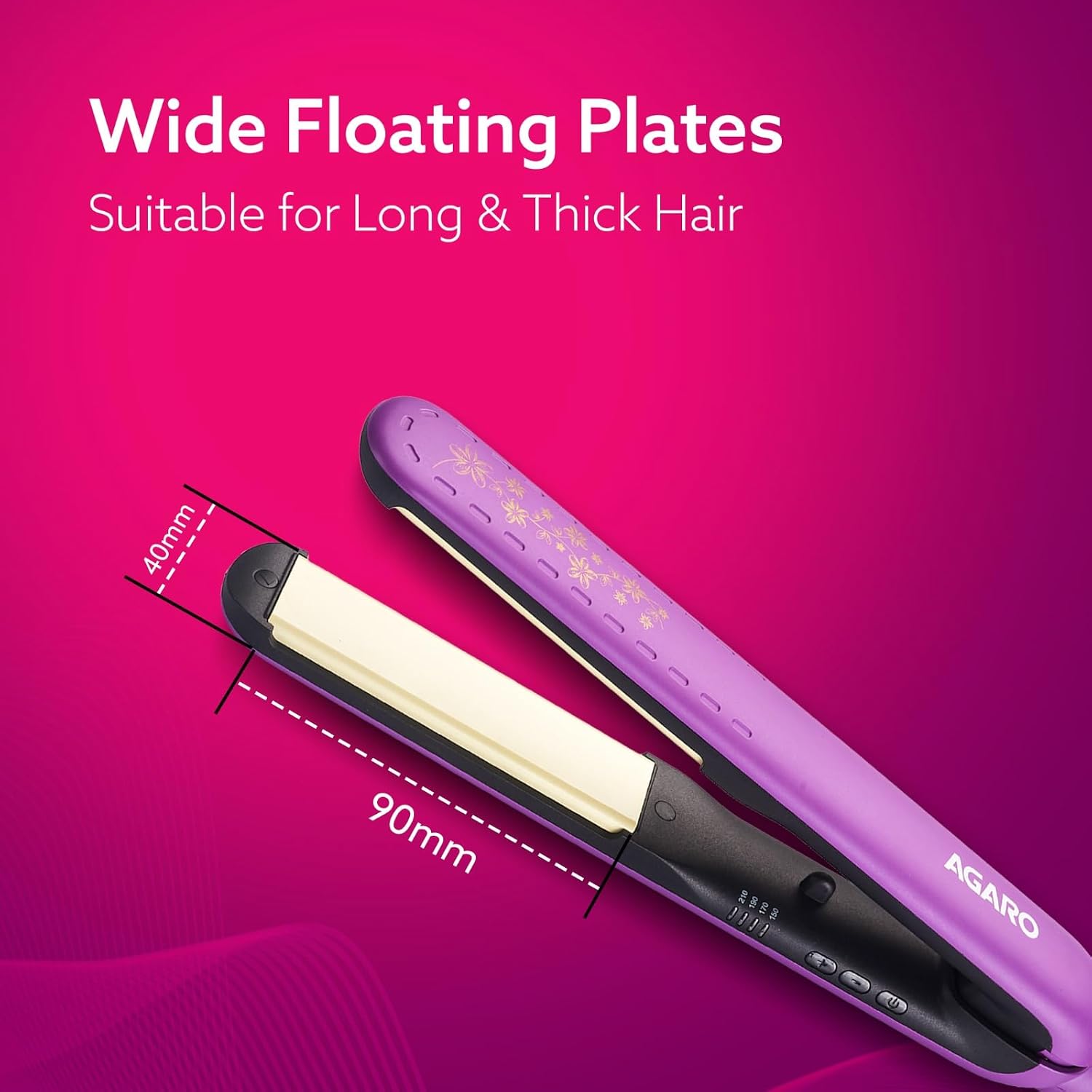 AGARO Hair Straightener, Keratin Infused Ceramic Coated Titanium Plates, Fast Heating, 4 Temperature Settings, Hair Straightening, Hair Styling For Women, Purple