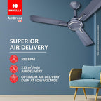 Havells 1200mm Ambrose Energy Saving High Speed Ceiling Fan|Premium Finish, Deco.Fan, Elegant Looks, High Air Delivery| 2 Yr Warranty by Brand | (Pack of 2, Nickel Saphire)