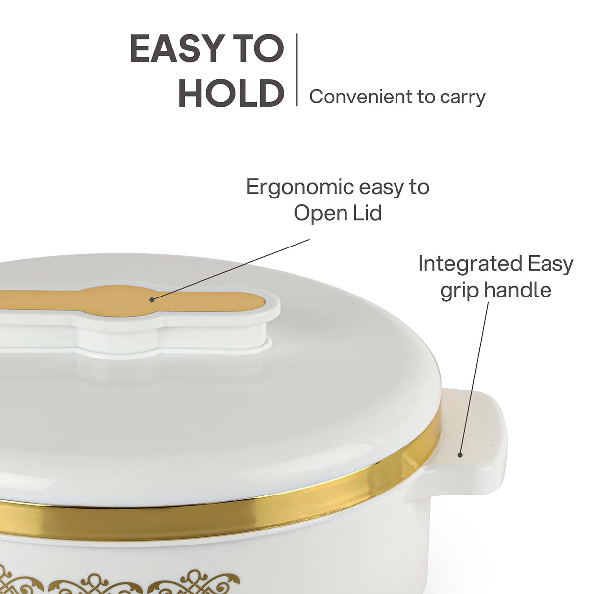 CELLO Exotic Insulated Casserole Set of 3, (500ml, 1000ml, 1500ml) White |