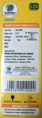 wipro Garnet Base E14 4-Watt LED Bulb (Pack of 2, Yellow)