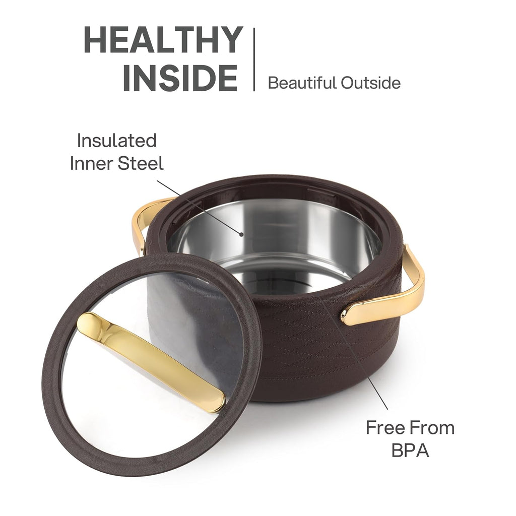 CELLO Velvetto Deluxe 1500 Insulated Casserole Hot Box for Kitchen 1500 ml, Brown |