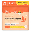 BLISSNATURAL Maternity Diapers for Women Pack of 10 | Waist Size 28"- 45" (L-XL) |