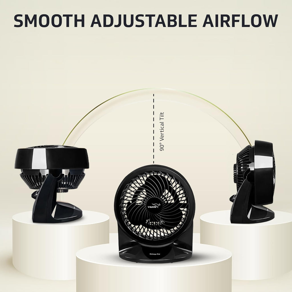 V-Guard Spinny Pro 180 mm Table & Wall Fan|ABS Body| 30 W|Black
