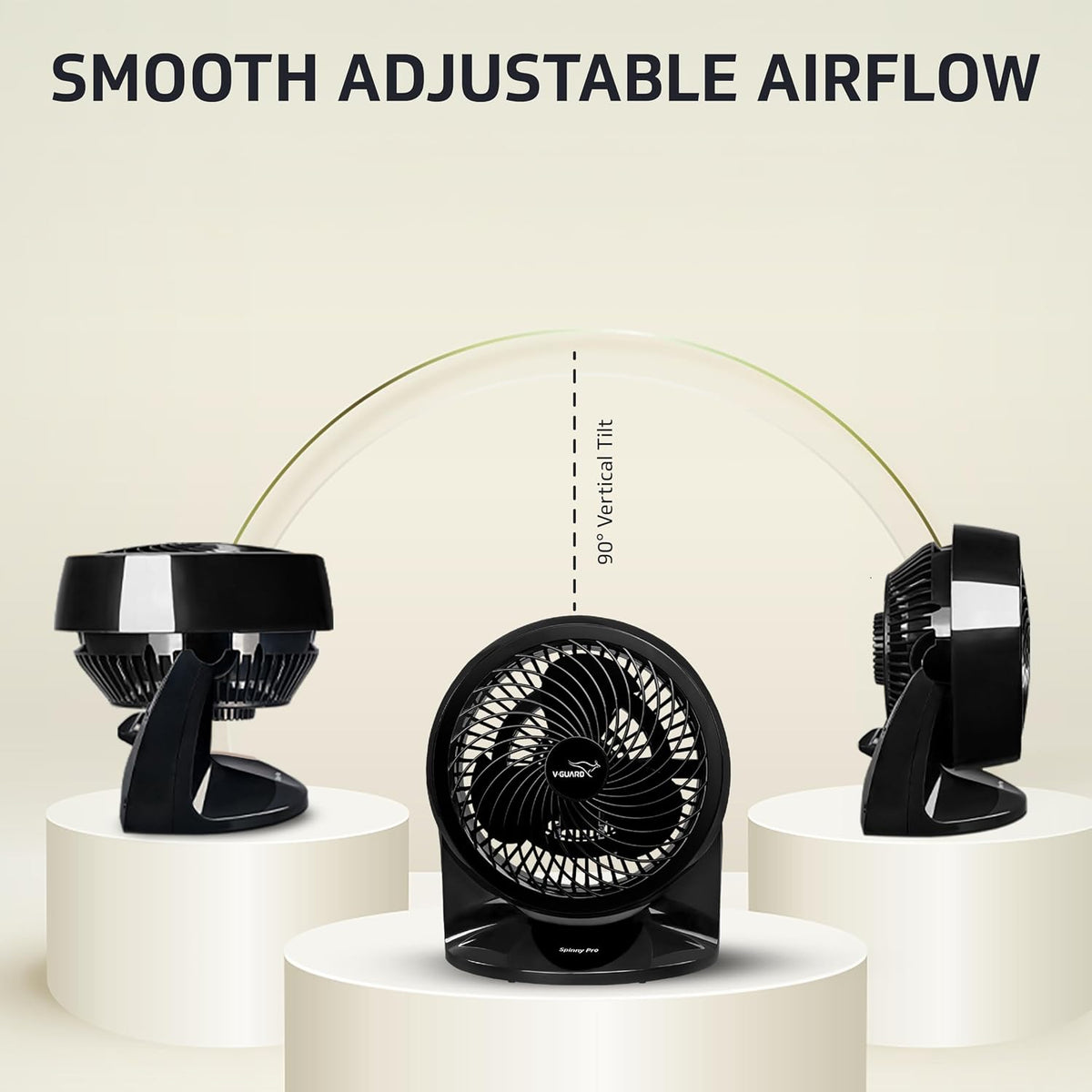 V-Guard Spinny Pro 180 mm Table & Wall Fan|ABS Body| 30 W|Black