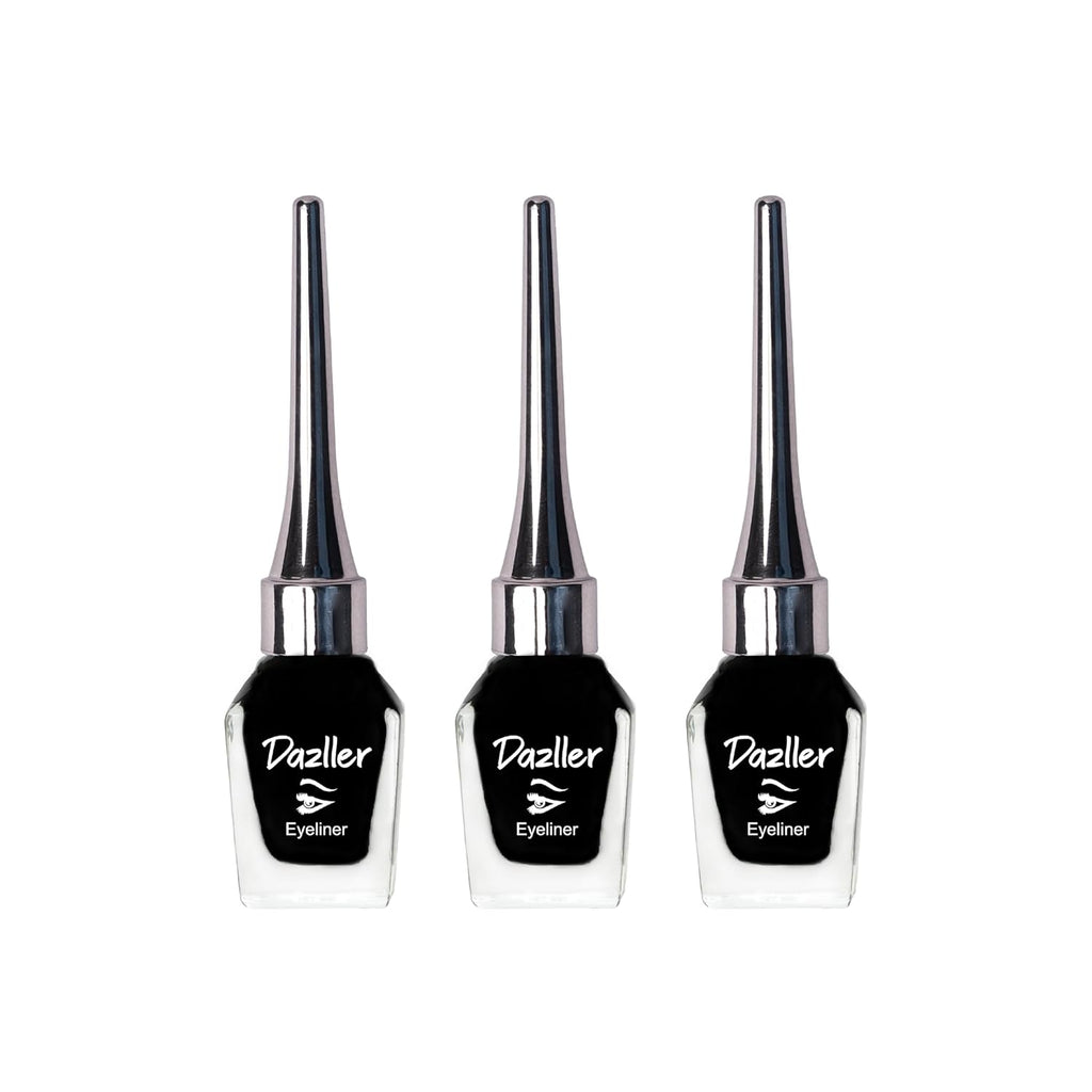 Dazller Eyeliner, 6.5mL (Pack of 3), Black, Velvet Matte, Washable, Water-resistant, Smudge-proof