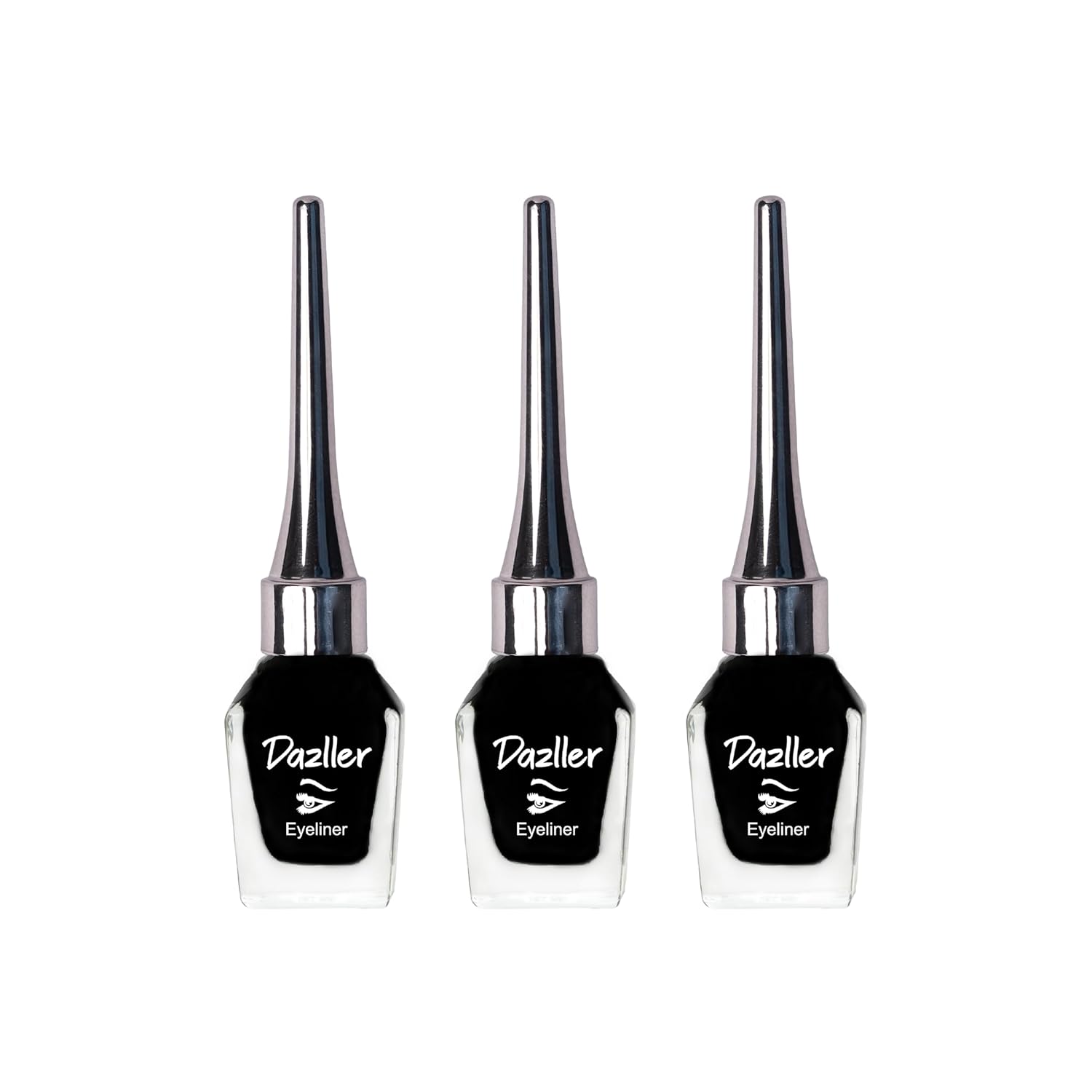 Dazller Eyeliner, 6.5mL (Pack of 3), Black, Velvet Matte, Washable, Water-resistant, Smudge-proof