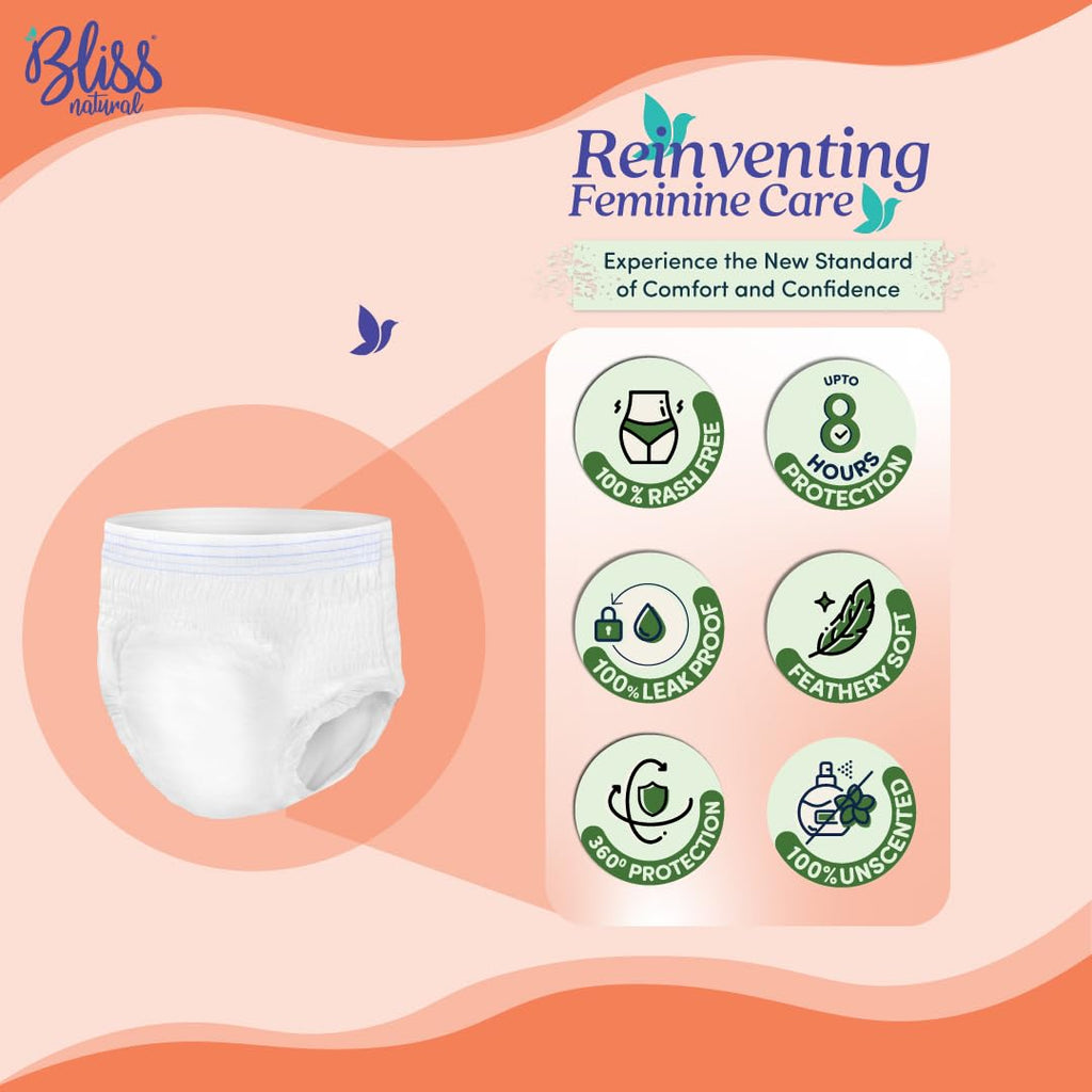 BLISSNATURAL Maternity Diapers for Women Pack of 10 | Waist Size 28"- 45" (L-XL) |