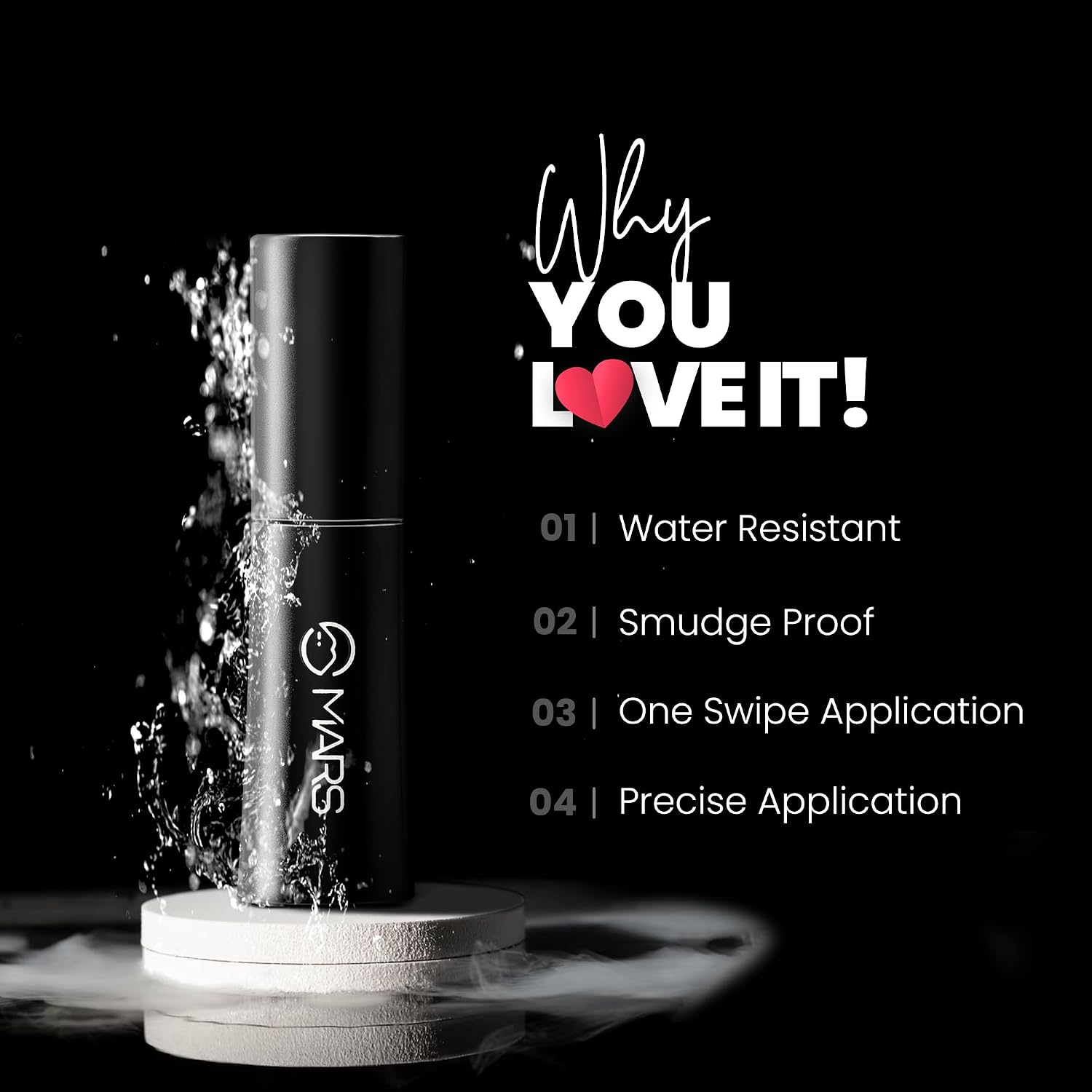 MARS Hyper Smooth Water Resistant Eyeliner | Long Lasting | Smudge Proof | One Swipe Precise Application Eye Liner for Women (10 gm)