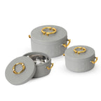 CELLO Ornetto Big Set of 3 Pcs Insulated Steel Casserole Hot Box for Kitchen, Grey (1500ml, 2000ml, 2500ml) |