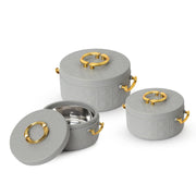 CELLO Ornetto Big Set of 3 Pcs Insulated Steel Casserole Hot Box for Kitchen, Grey (1500ml, 2000ml, 2500ml) |