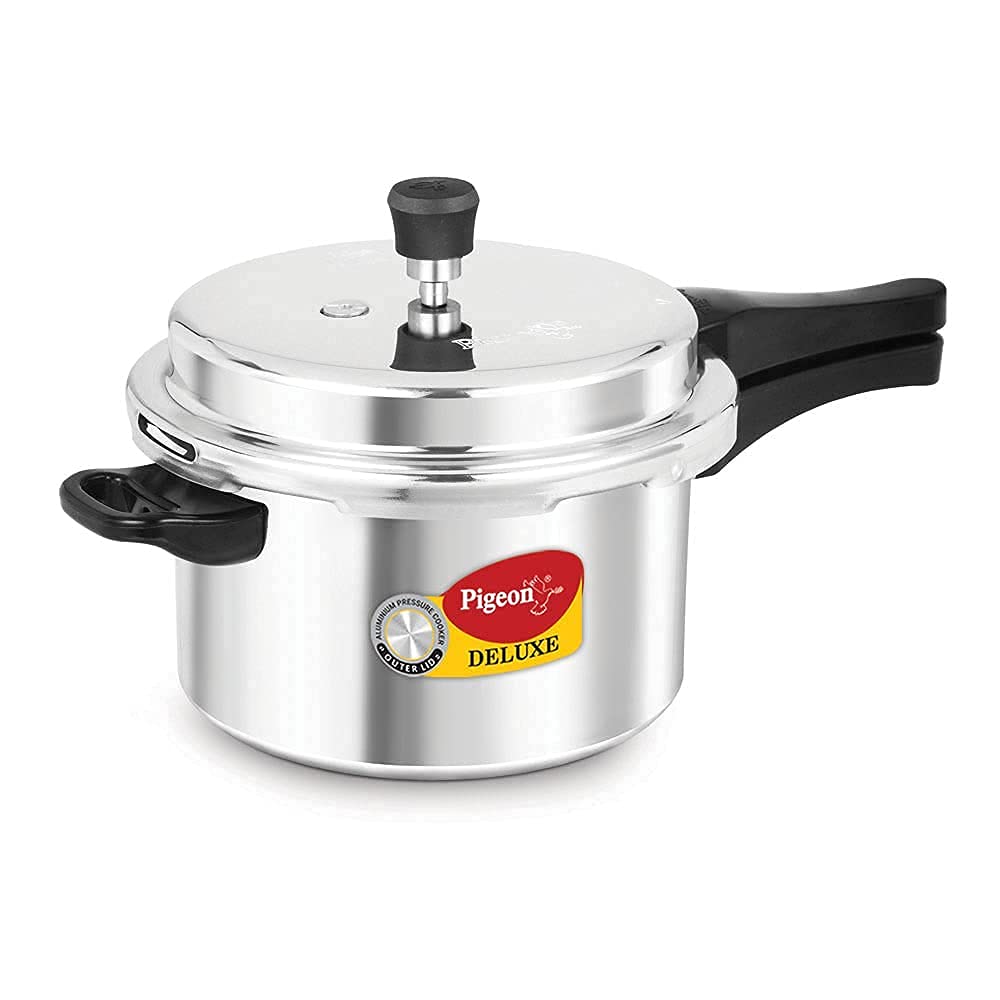 Pigeon by Stovekraft Deluxe Aluminium Pressure Cooker, 3 Litres, Silver