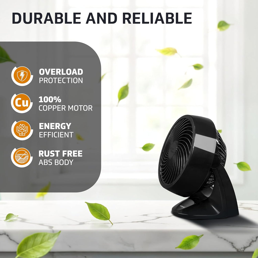 V-Guard Spinny Pro 180 mm Table & Wall Fan|ABS Body| 30 W|Black